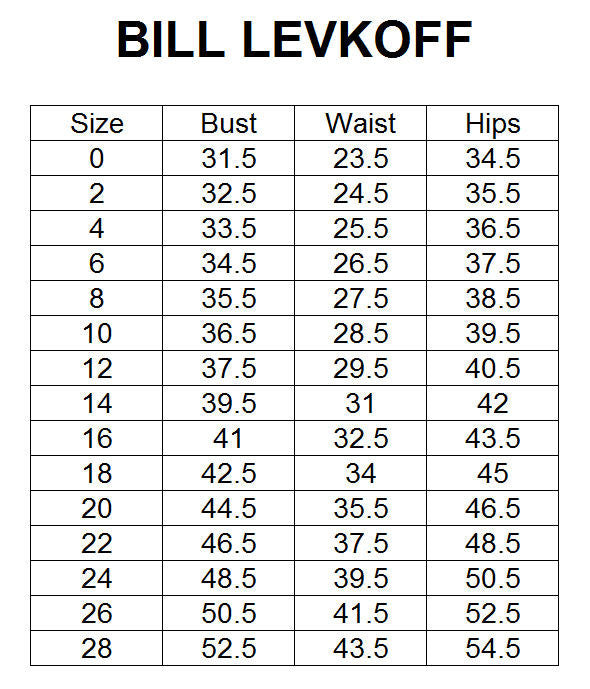 Bill Levkoff Measurement Chart