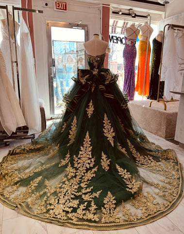 slim fit dress slacks Misshow Exquisite Emerald Green Quinceanera Dress Off-Shoulder Gold La –  misshow.com main image 0