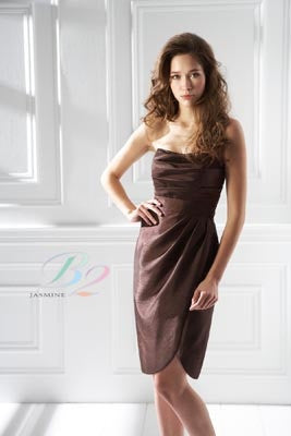 Jasmine Bridal Espresso Knee Length Formal Dress - Concepcion Bridal & Quinceañera Boutique